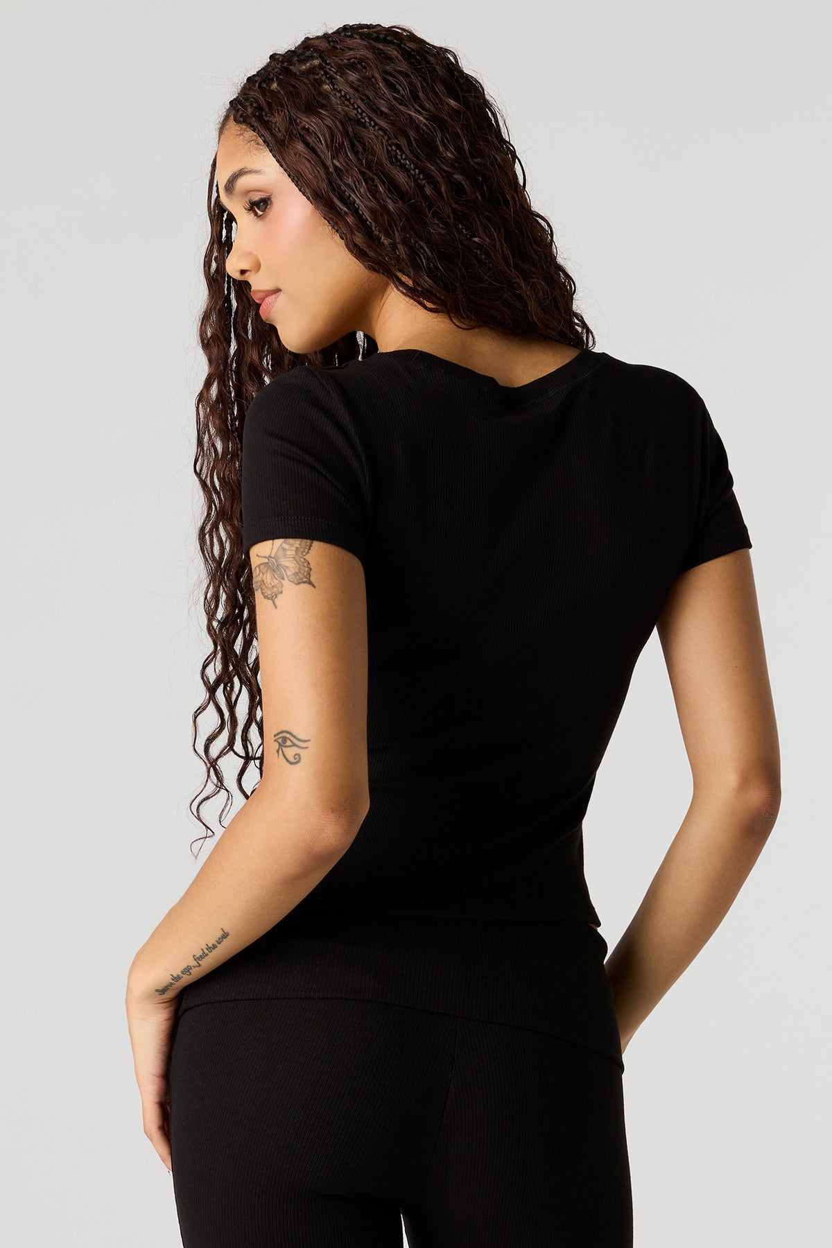 Alt View 2. U/A Soft Ribbed T-Shirt - Black