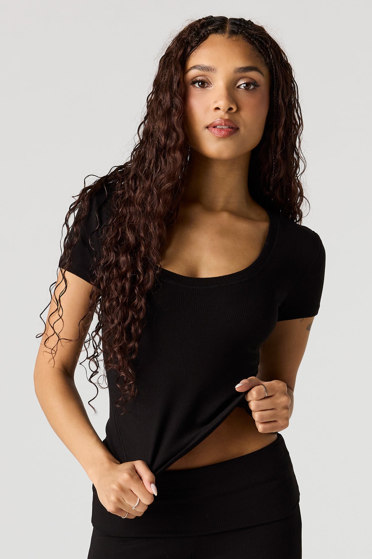 U/A Soft Ribbed T-Shirt - Black
