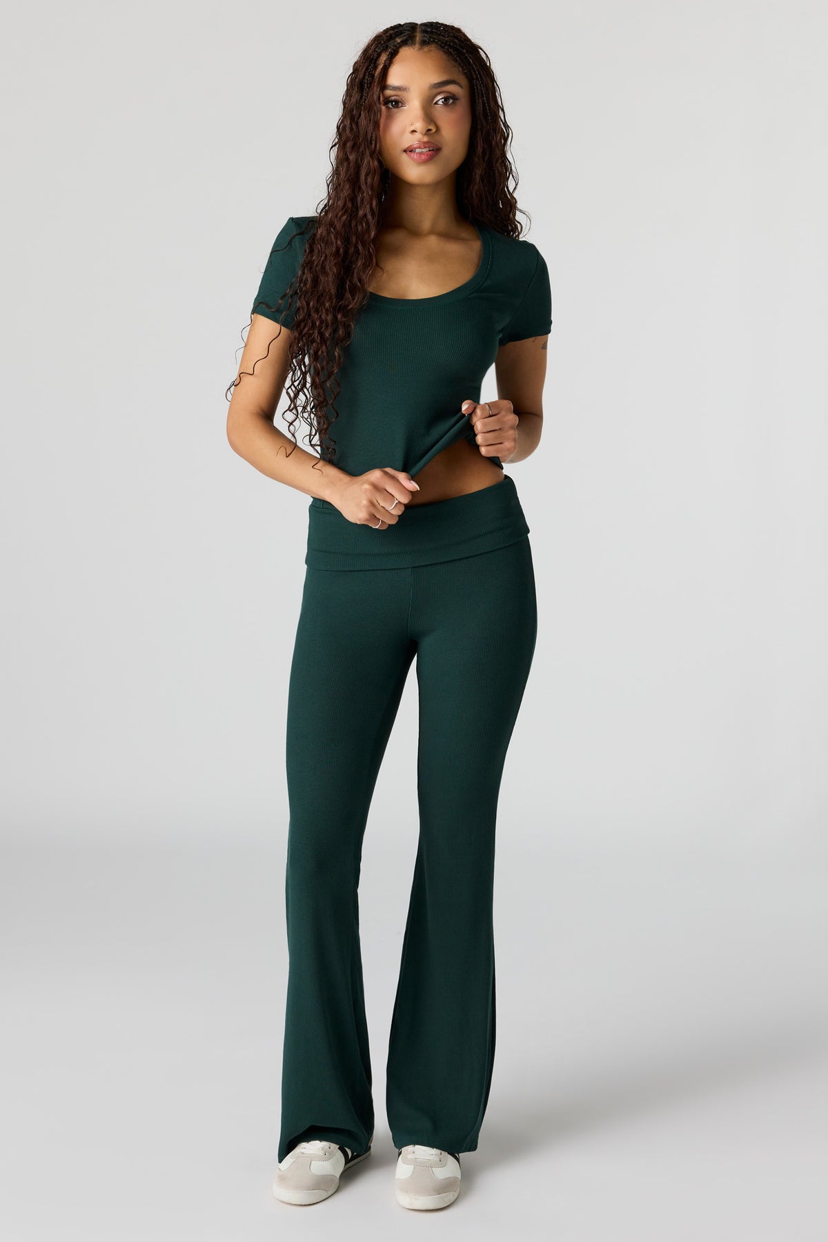 Alt View 3. U/A Soft Ribbed T-Shirt - Teal