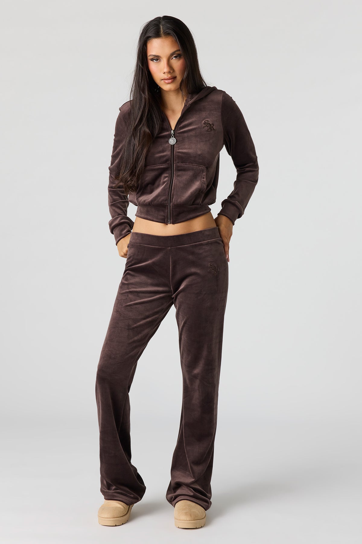 Alt View 3. Sommer Ray Velour Zip Jacket - Brown
