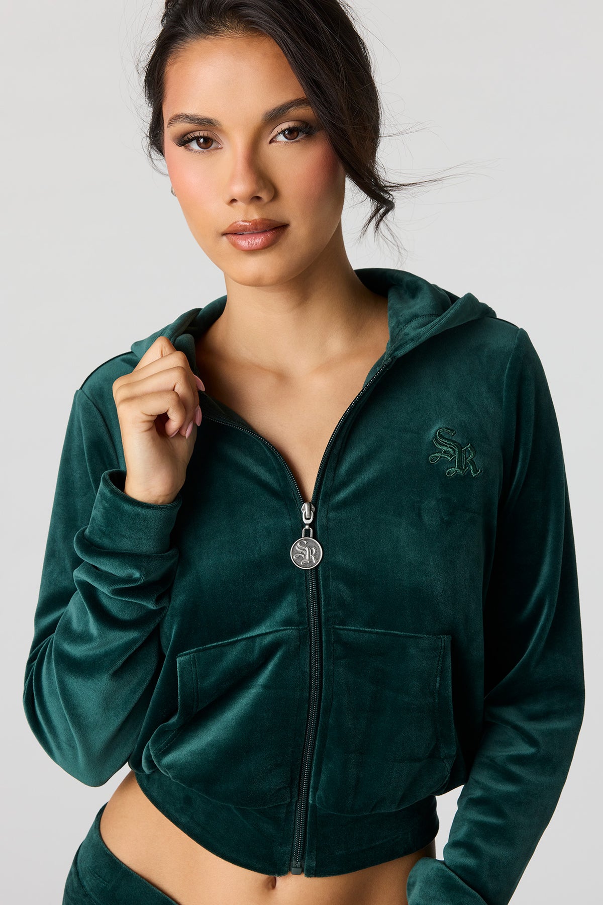 Alt View 4. Sommer Ray Velour Zip Jacket - Green