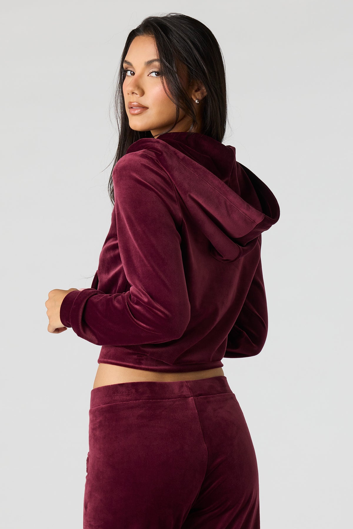 Alt View 2. Sommer Ray Velour Zip Jacket - Burgundy