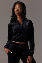 Playboy Rhinestone Velour Zip-Up Hoodie