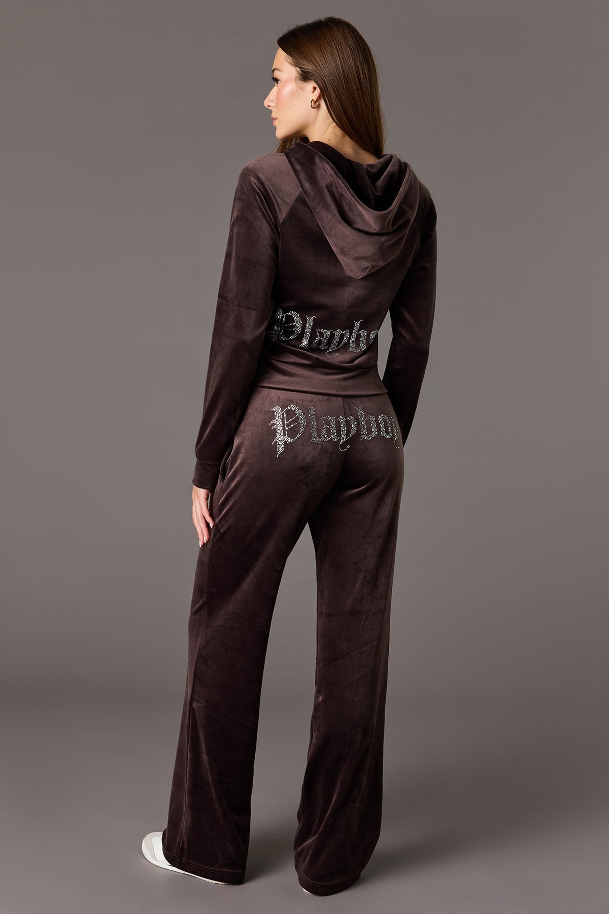 Vue alternative 3. Pantalon en velours à imprimé Playboy orné de pierres du Rhin