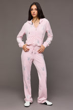 Playboy Rhinestone Velour Wide Leg Pant