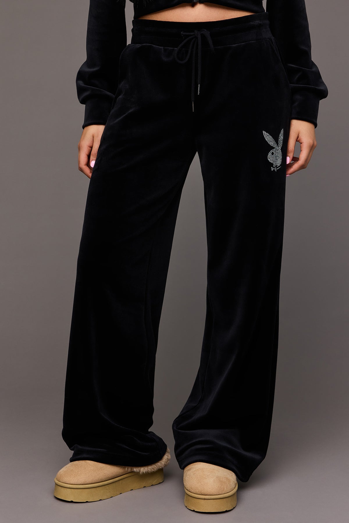 Alt View 5. Playboy Velour Rhinestone Wide Leg Pant - Leopard