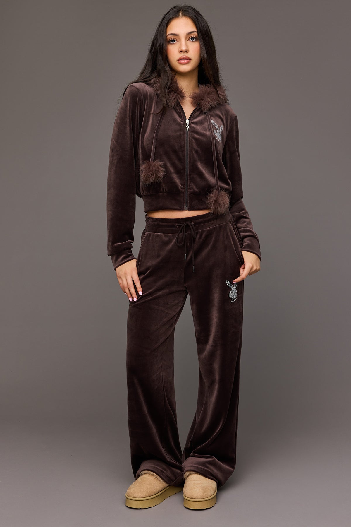 Alt View 7. Playboy Velour Rhinestone Wide Leg Pant - Leopard