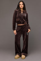 Playboy Velour Rhinestone Wide Leg Pant