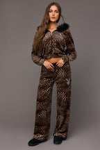 Playboy Velour Rhinestone Wide Leg Pant