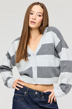 Mossy Knit Striped Cardigan