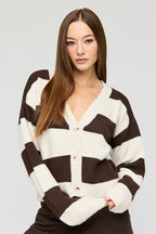 Mossy Knit Striped Cardigan