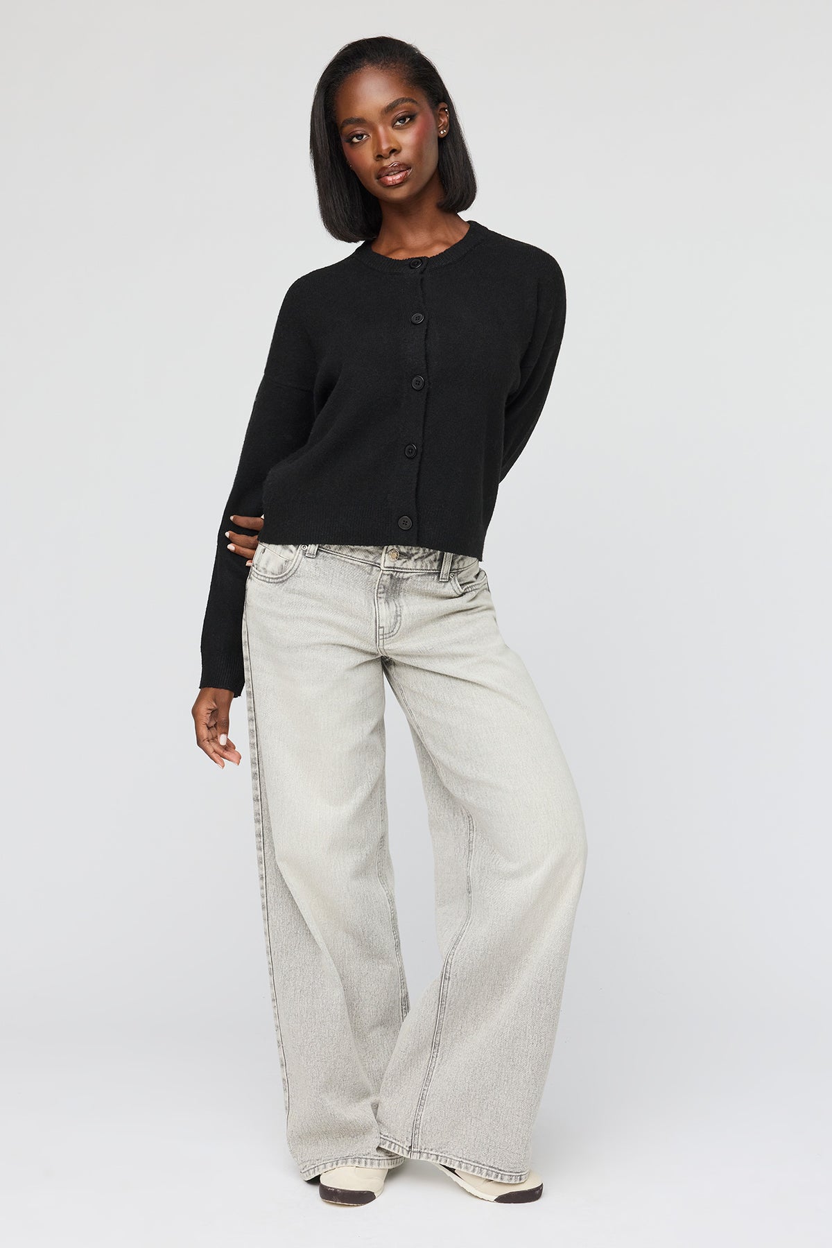 Alt View 3. Mossy Button-Up Cardigan - Black