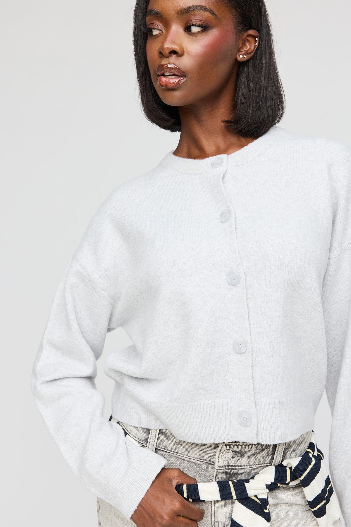 Mossy Button-Up Cardigan - Heather Grey