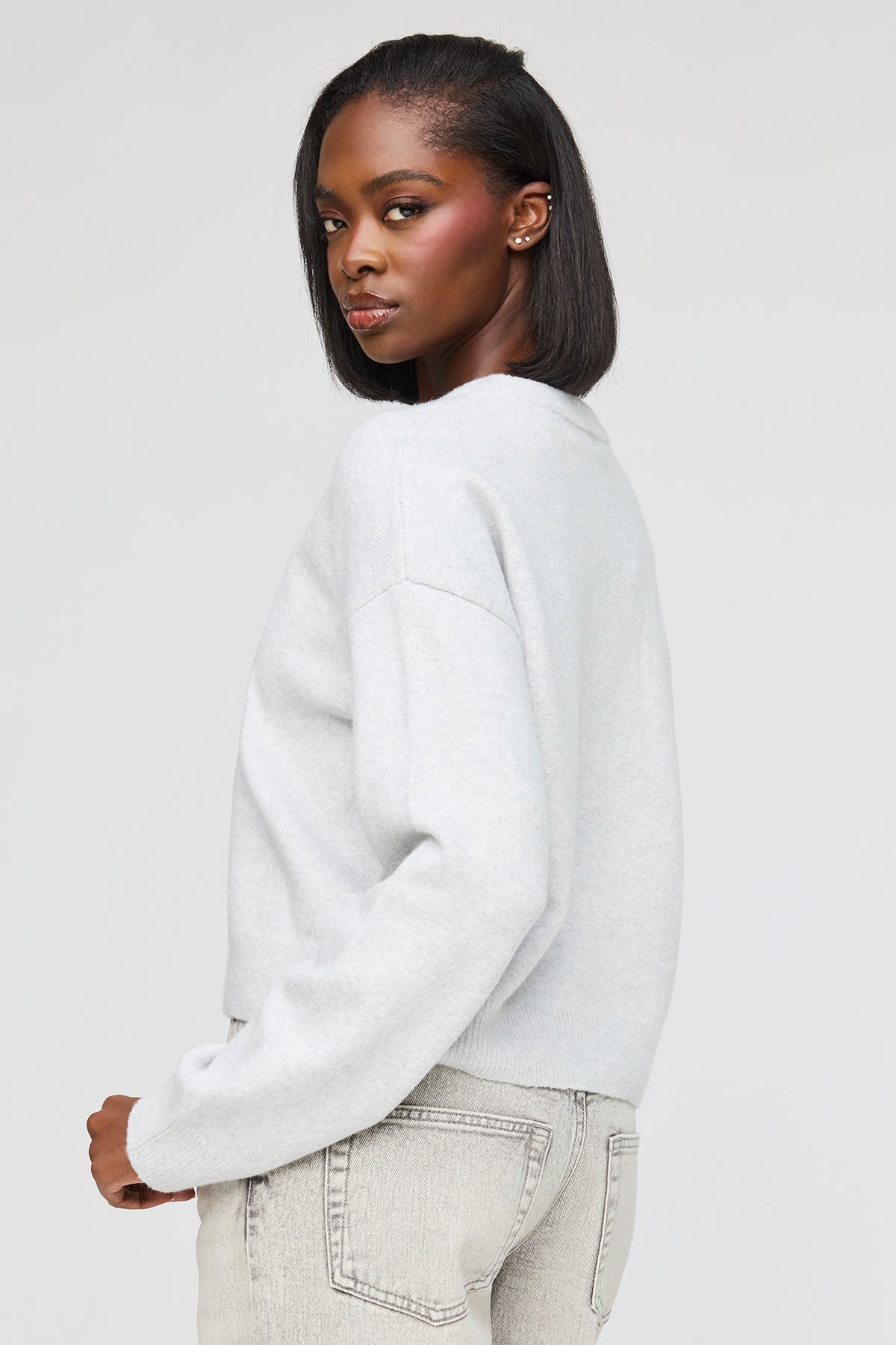 Alt View 2. Mossy Button-Up Cardigan - Heather Grey