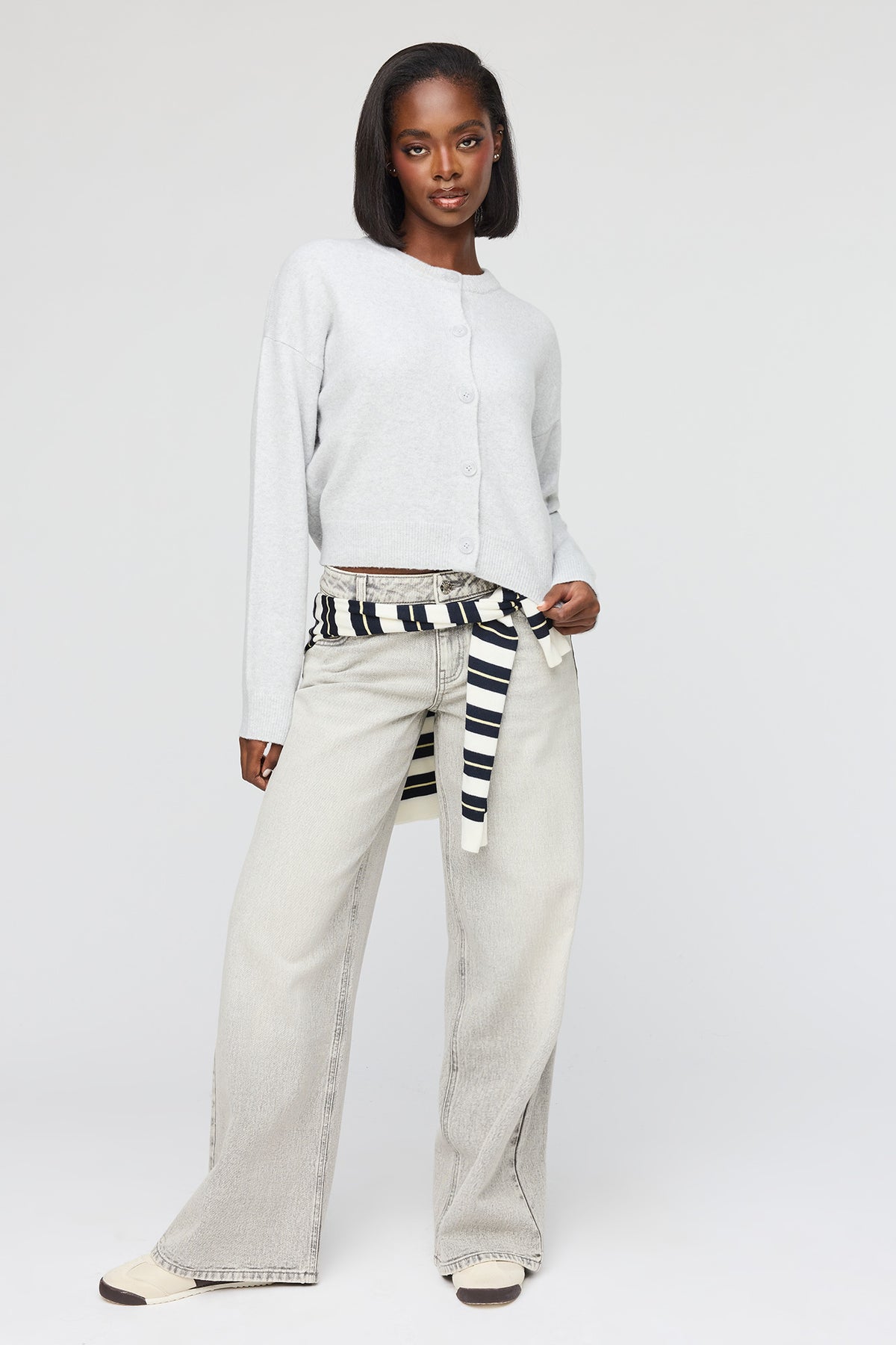 Alt View 3. Mossy Button-Up Cardigan - Heather Grey