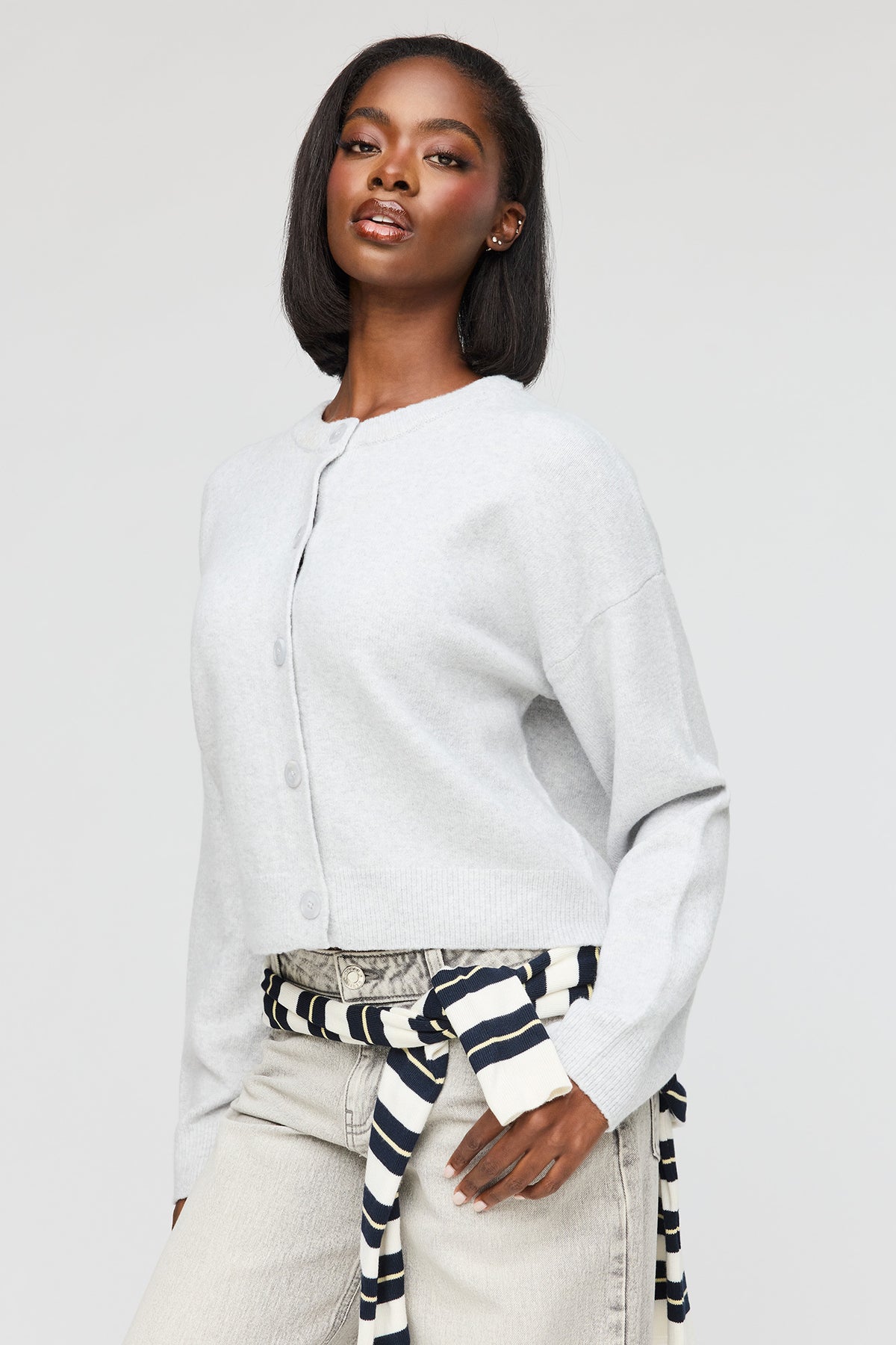 Alt View 4. Mossy Button-Up Cardigan - Heather Grey