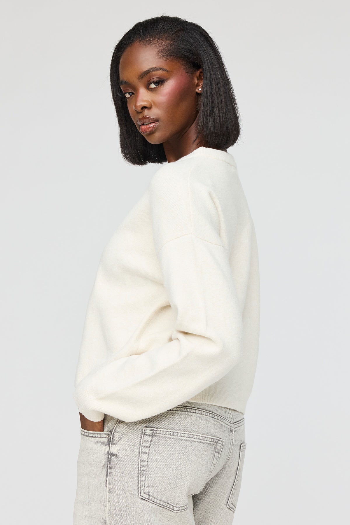 Alt View 2. Mossy Button-Up Cardigan - Oatmeal
