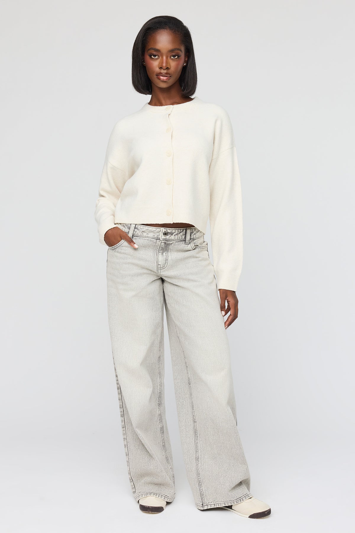 Alt View 3. Mossy Button-Up Cardigan - Oatmeal