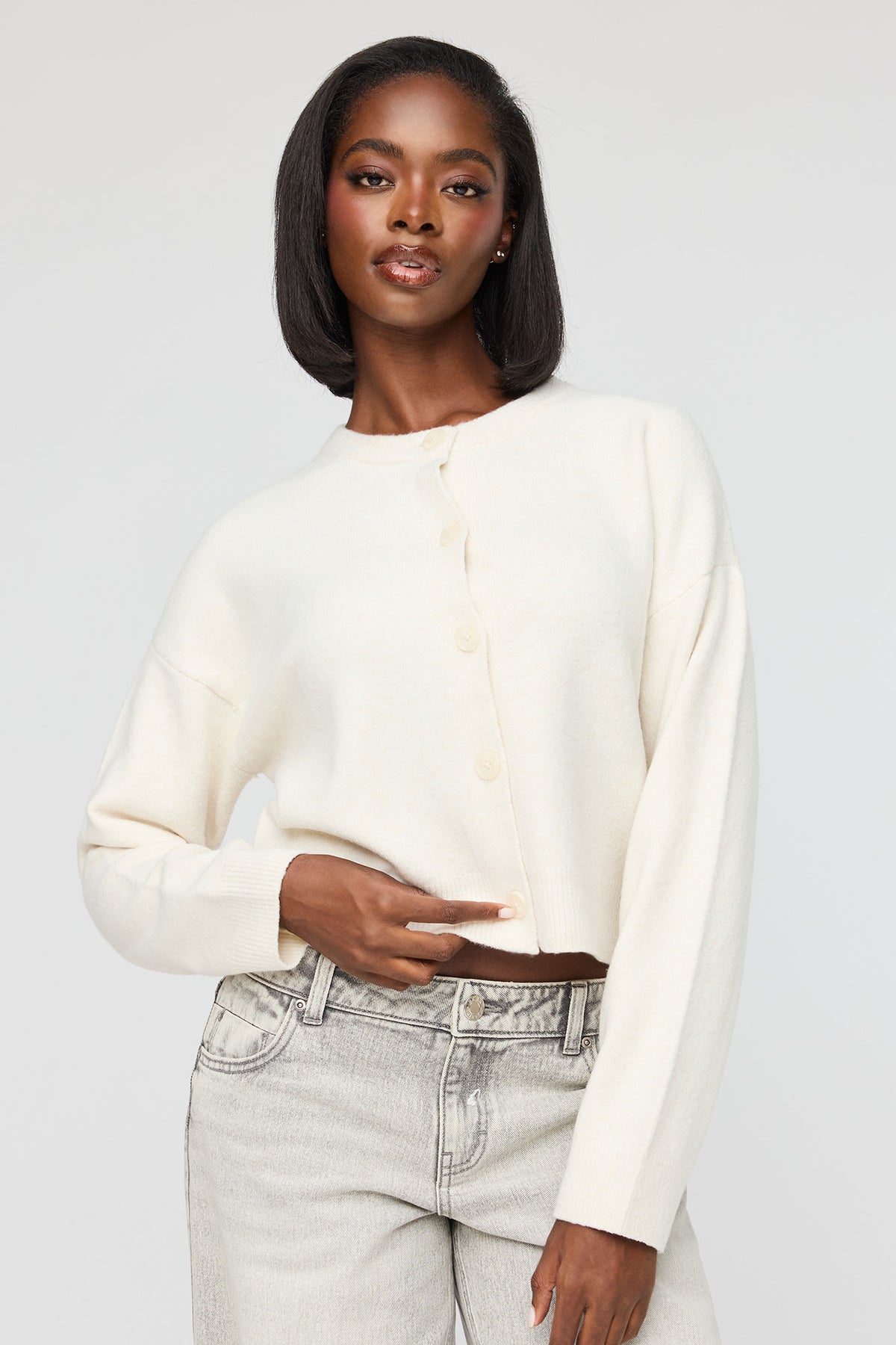 Mossy Button-Up Cardigan - Oatmeal