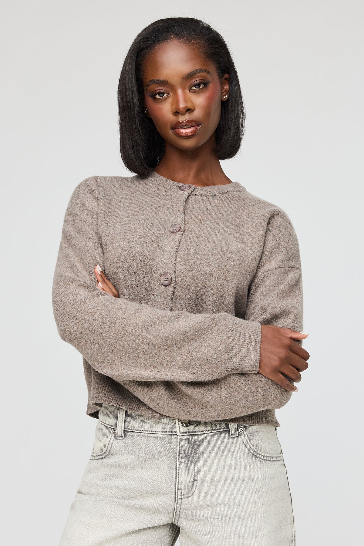 Mossy Button-Up Cardigan - Dark Brown