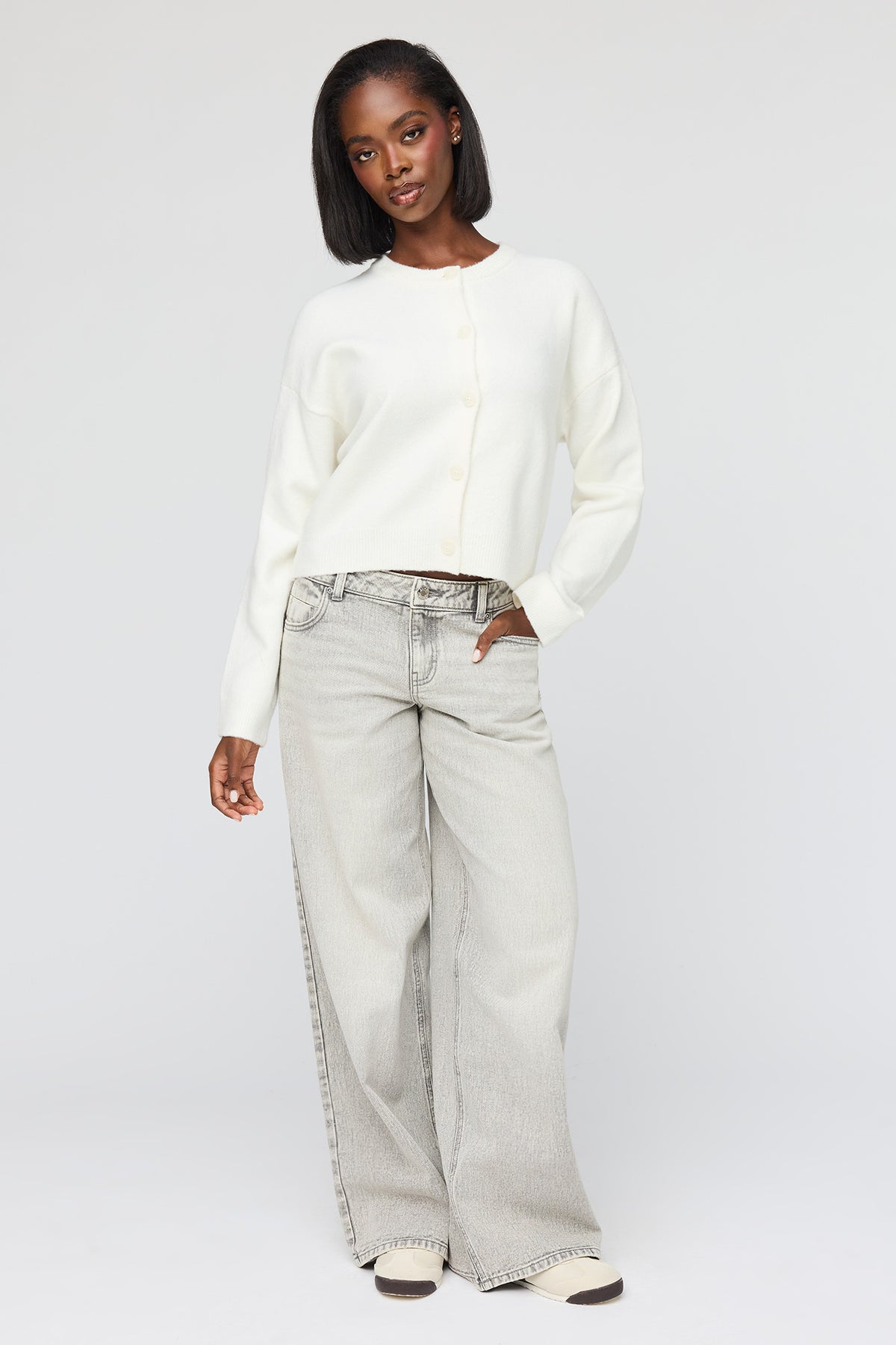 Alt View 3. Mossy Button-Up Cardigan - Ivory