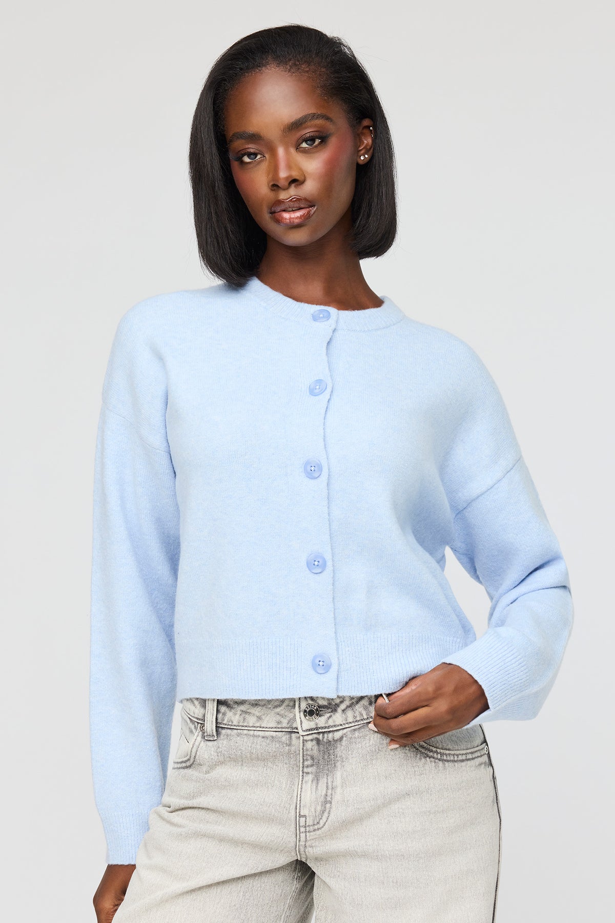 Mossy Button-Up Cardigan - Light Blue