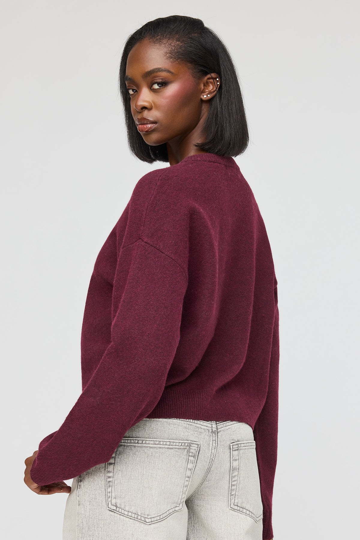 Alt View 2. Mossy Button-Up Cardigan - Burgundy