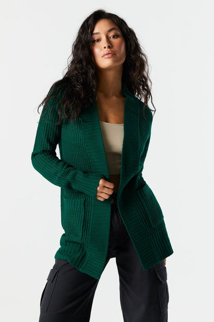 Solid Waffle Knit Open Cardigan – Urban Planet