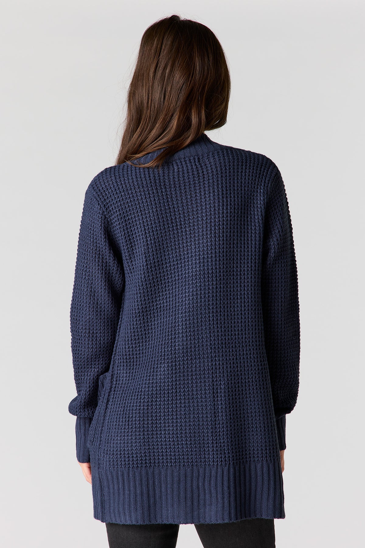 Alt View 2. Waffle Knit Cardigan - Navy