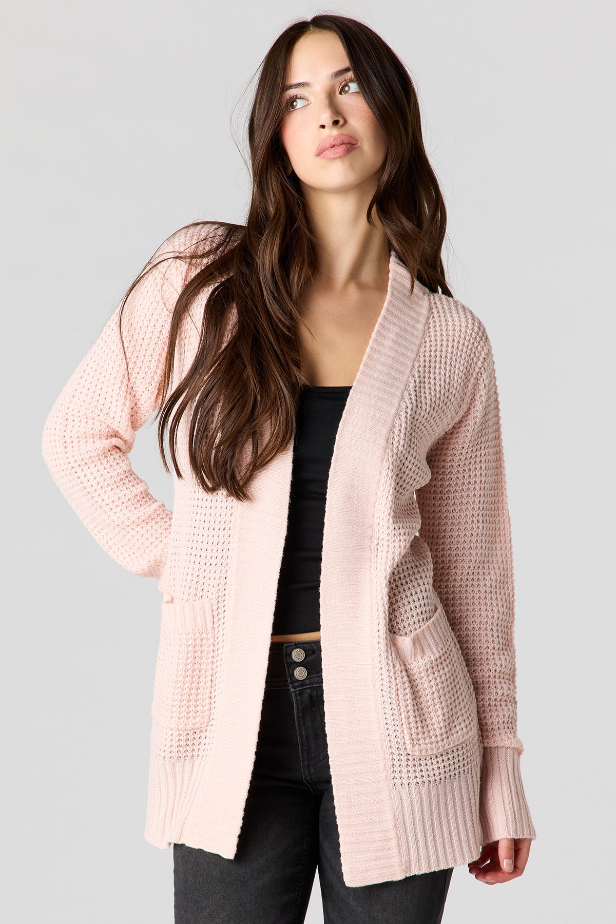 Cardigan en tricot gaufré