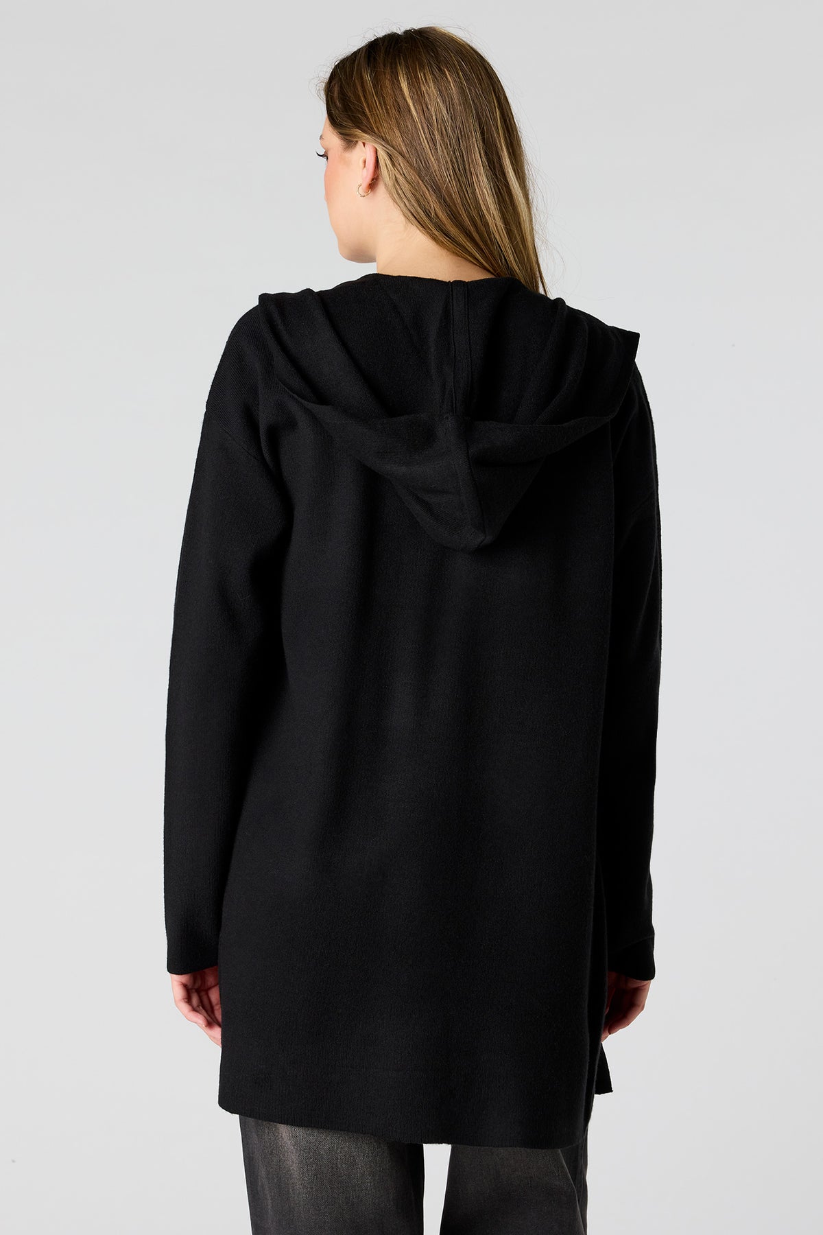 Alt View 2. Hooded Cardigan - Black