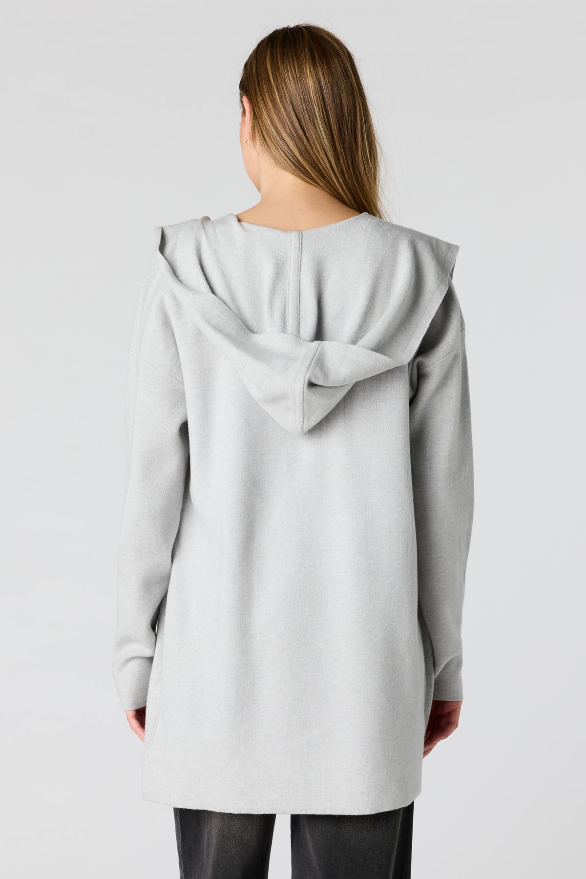 Alt View 2. Hooded Cardigan - Heather Grey