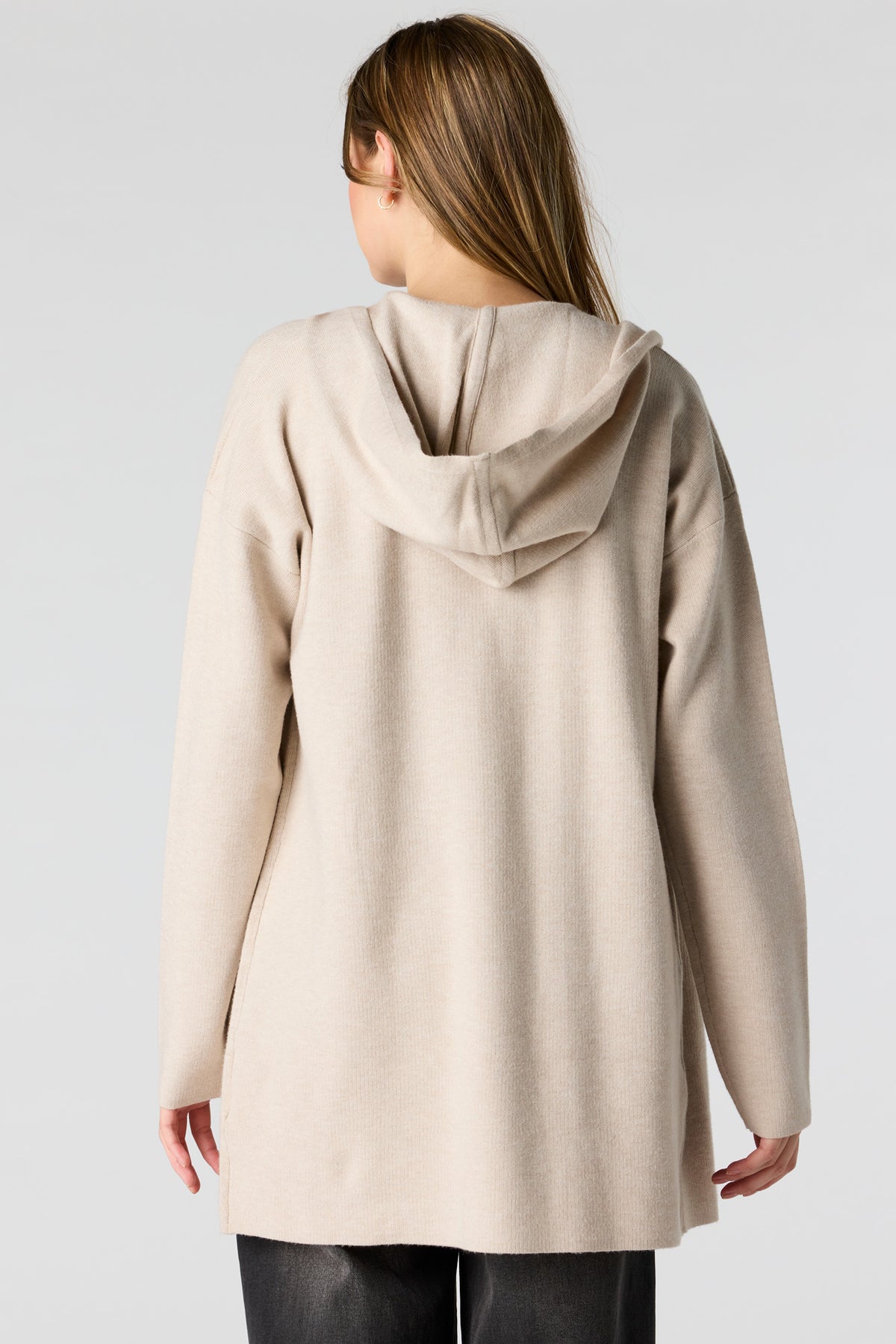 Alt View 2. Hooded Cardigan - Oatmeal