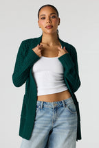 Waffle Knit Open Front Cardigan
