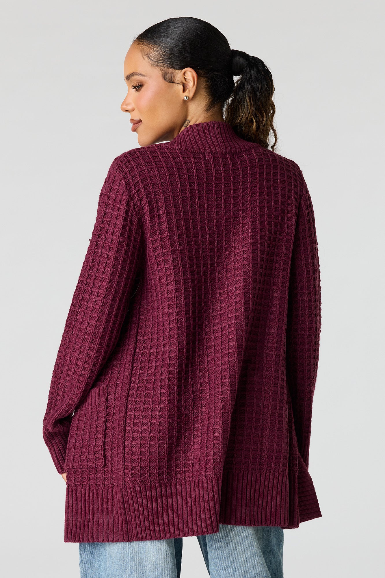Waffle Knit Open Front Cardigan – Urban Planet
