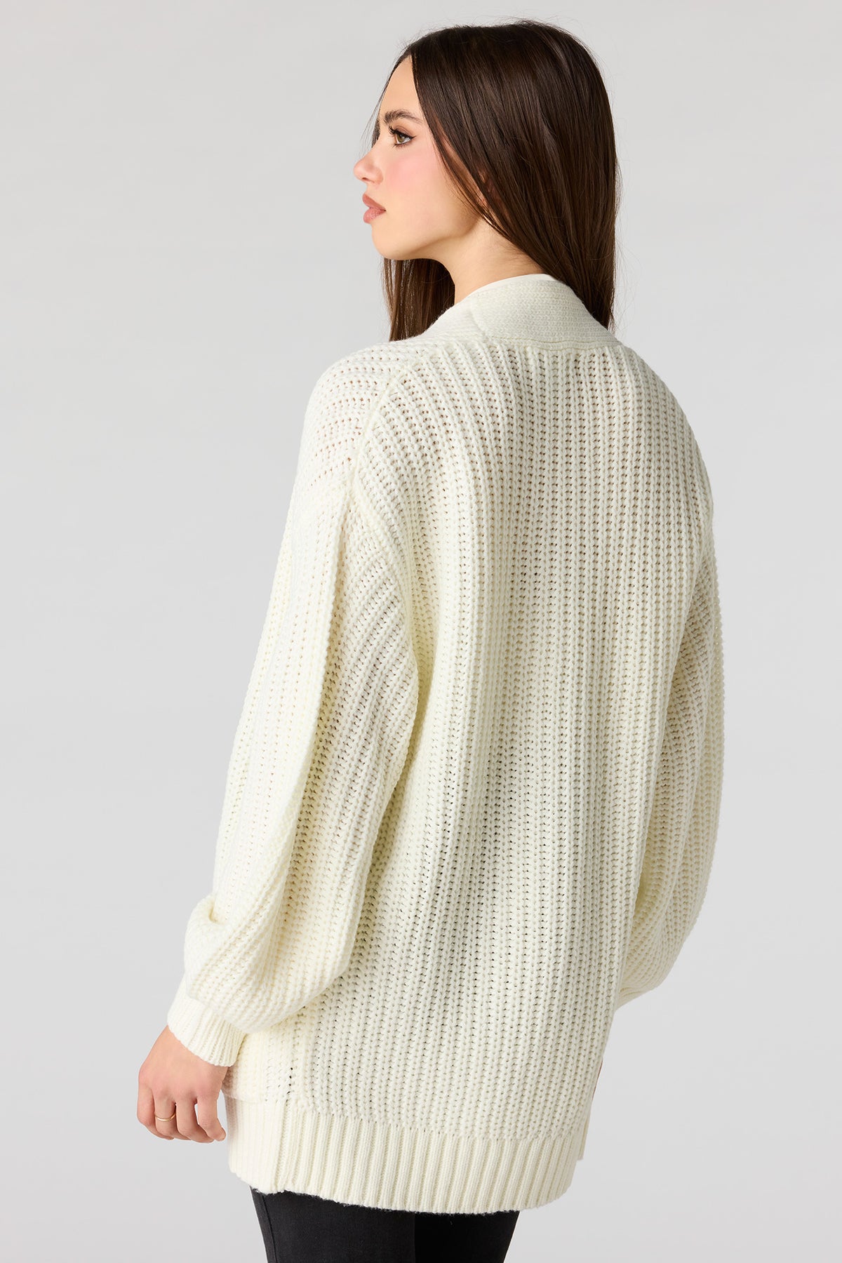 Alt View 2. Open Front Long Cardigan - Ivory