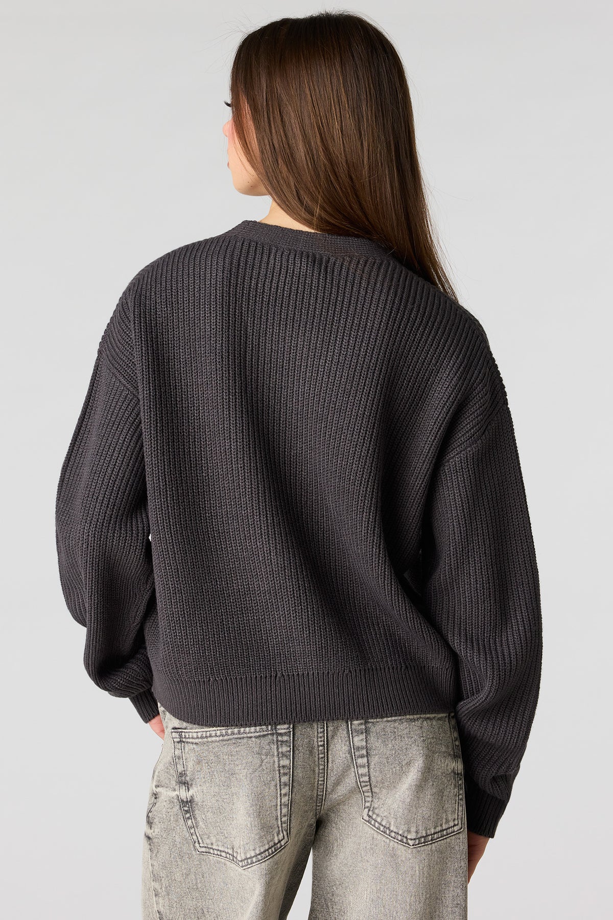 Alt View 2. Tie Front Bow Cardigan - Charcoal
