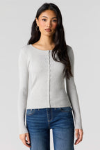 Ribbed Knit Button Front Cardigan