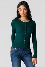 Ribbed Knit Button Front Cardigan