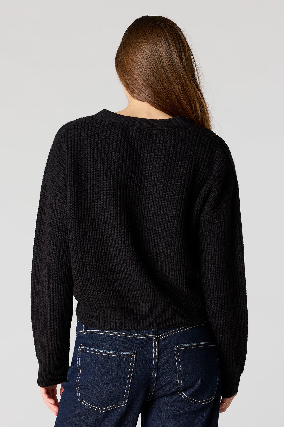 Alt View 5. Ribbed Knit Button-Up Cardigan - Yellow