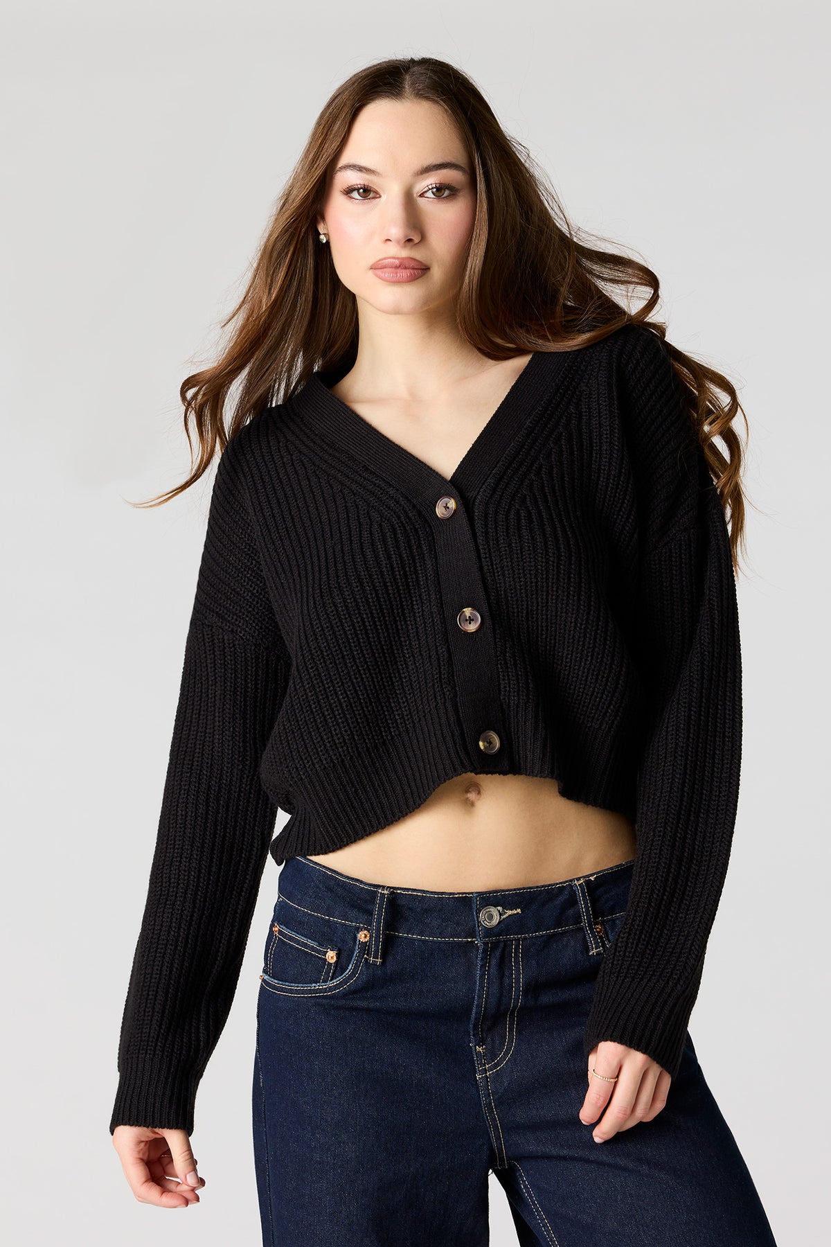 Alt View 4. Ribbed Knit Button-Up Cardigan - Yellow