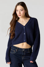 Ribbed Knit Button-Up Cardigan