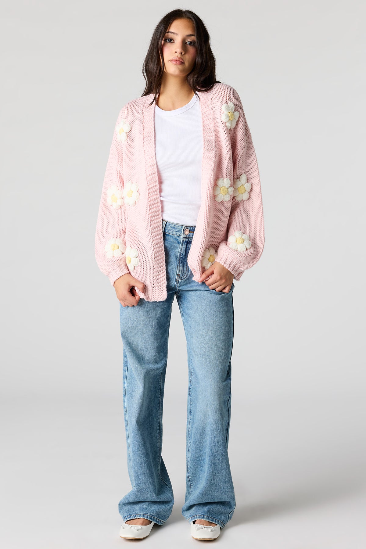 Alt View 3. 3D Knit Cardigan - Light Pink