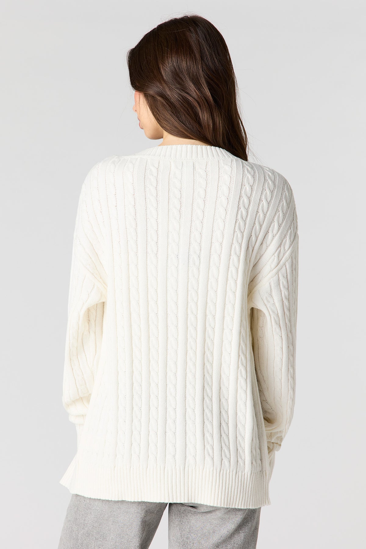 Alt View 2. Cable Knit Oversized Cardigan - Ivory