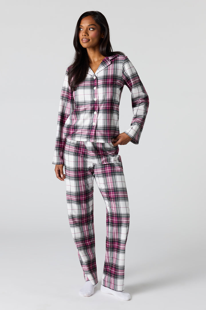 Ensemble Pyjamas de famille en flanelle à carreaux pour femme