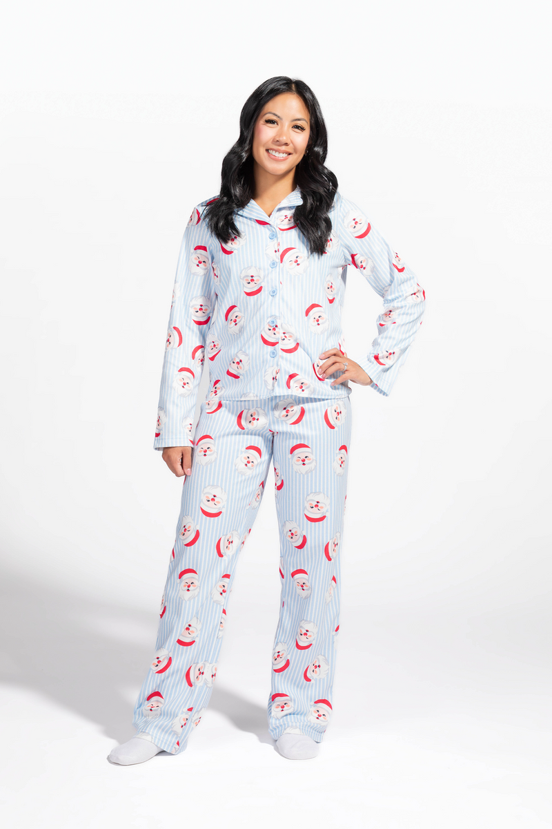 Womens Fammy Jamies Santa Flannel Pajama Set