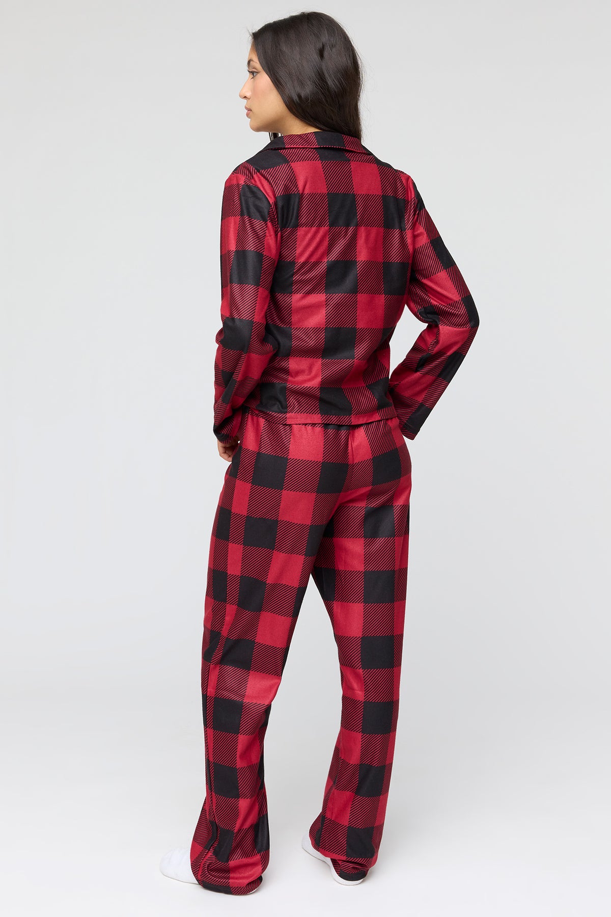 Alt View 5. Womens Red Plaid Flannel Fammy Jammies Set - Red
