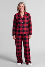 Womens Red Plaid Flannel Fammy Jammies Set