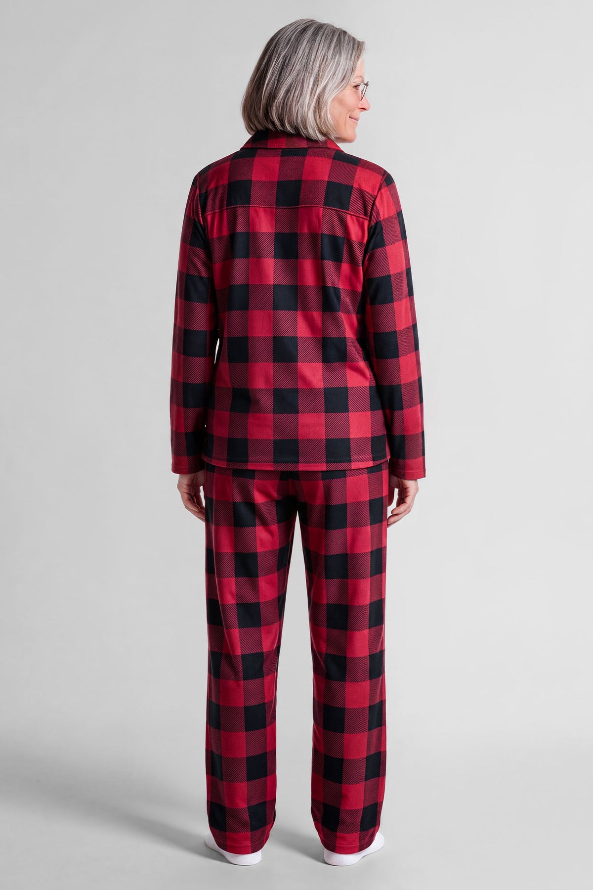 Alt View 2. Womens Red Plaid Flannel Fammy Jammies Set - Red