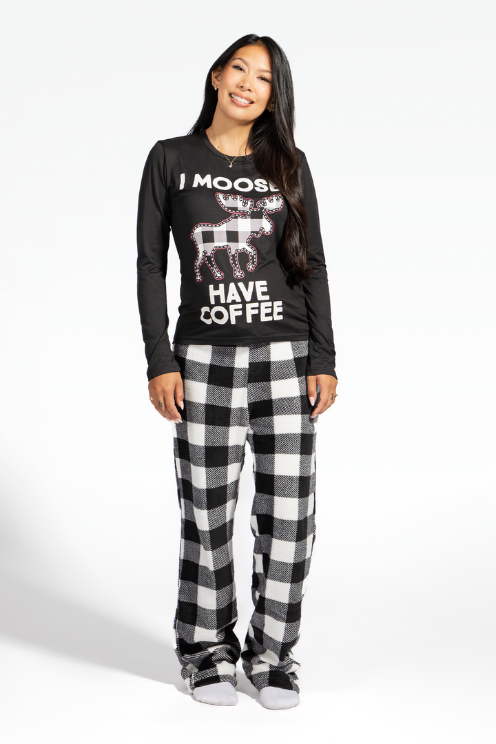 Ensemble-pyjama 2 pièces pour la famille à imprimé Moosing Around pour femmes